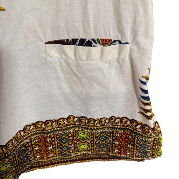 Mulchands Afro Arts African Dashiki Blouse Top Women's Medium 15-15.5 White - Picture 2 of 8